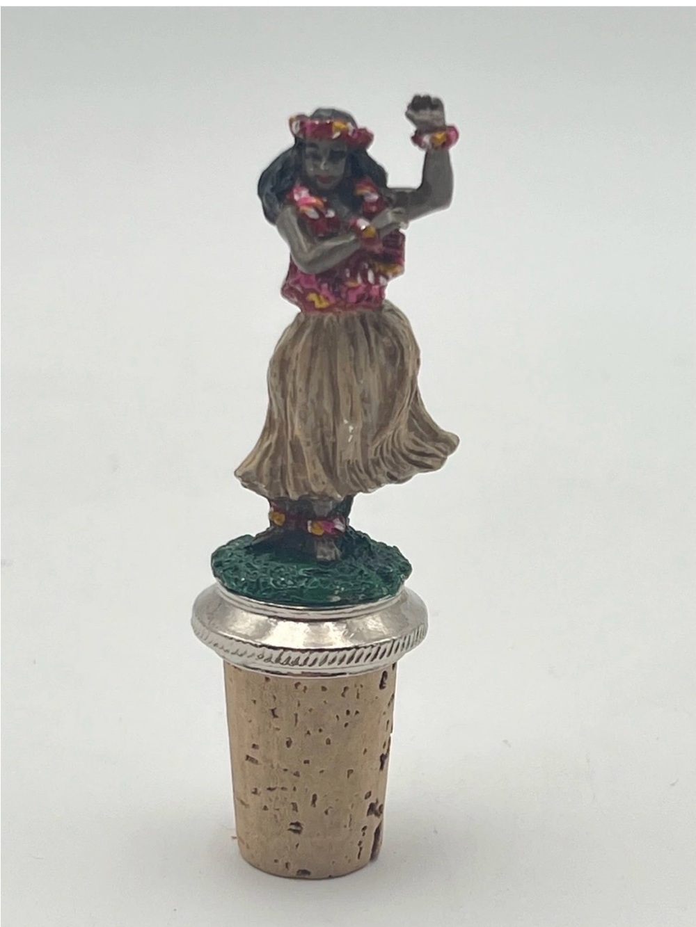Hula dancer pewter bottle stopper